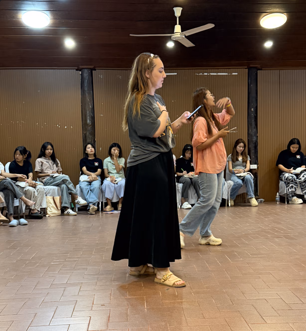 Joelle teaching the Faith House girls about obedience